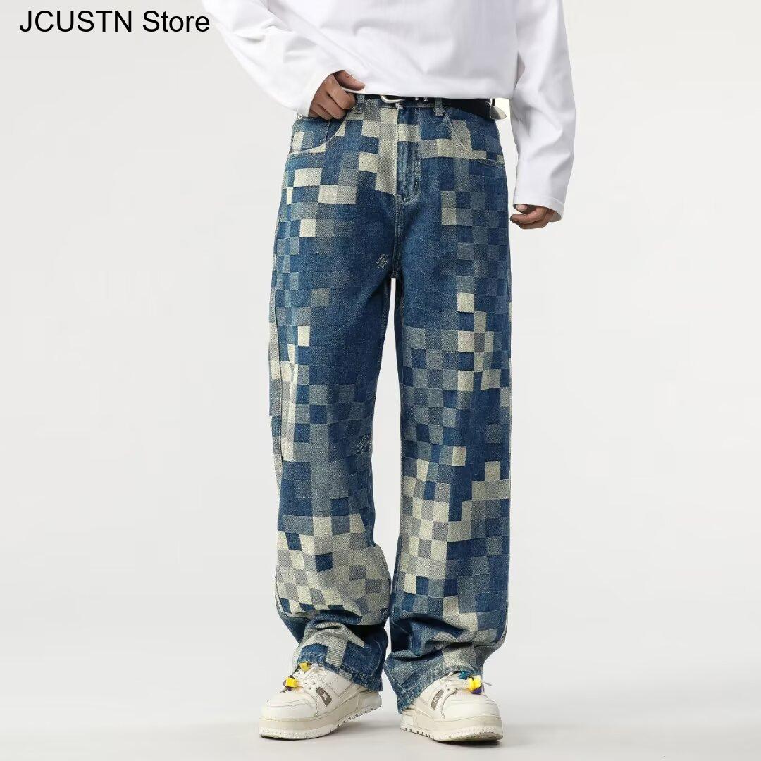 Men'S Accessories For Jeans - 남성 트렌디 스트레이트 레그 팬츠 루즈