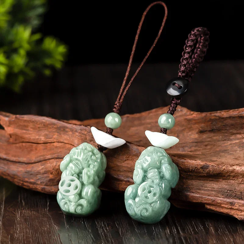 Men Accessories Chain - 버마 에메랄드 Pixiu Yuanbao 전화 체인