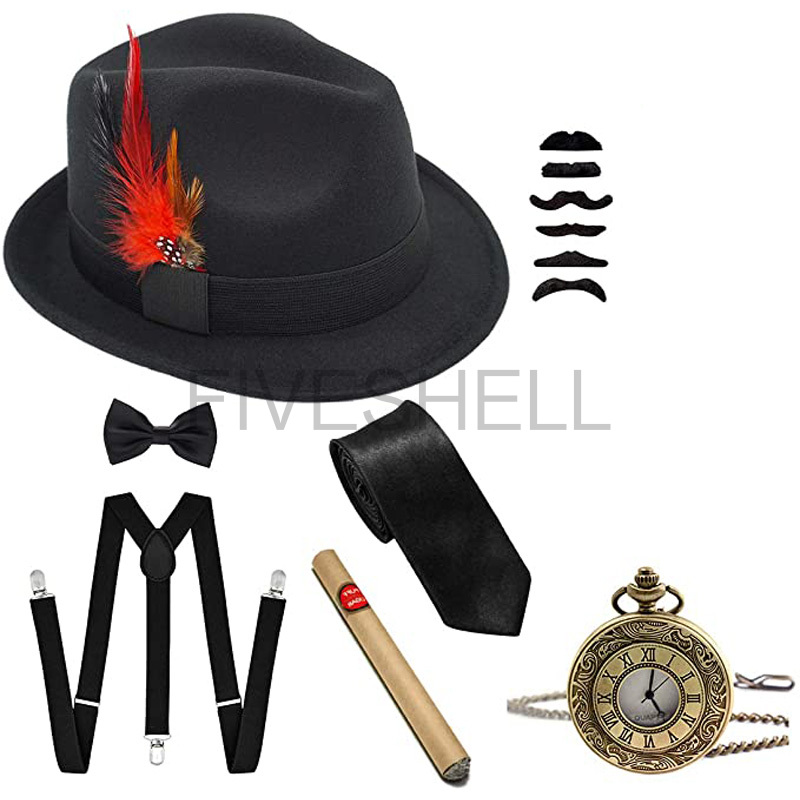 Men'S Accessories In The 1920S - 남성용 개츠비 갱스터 의상 액세서리 세트,