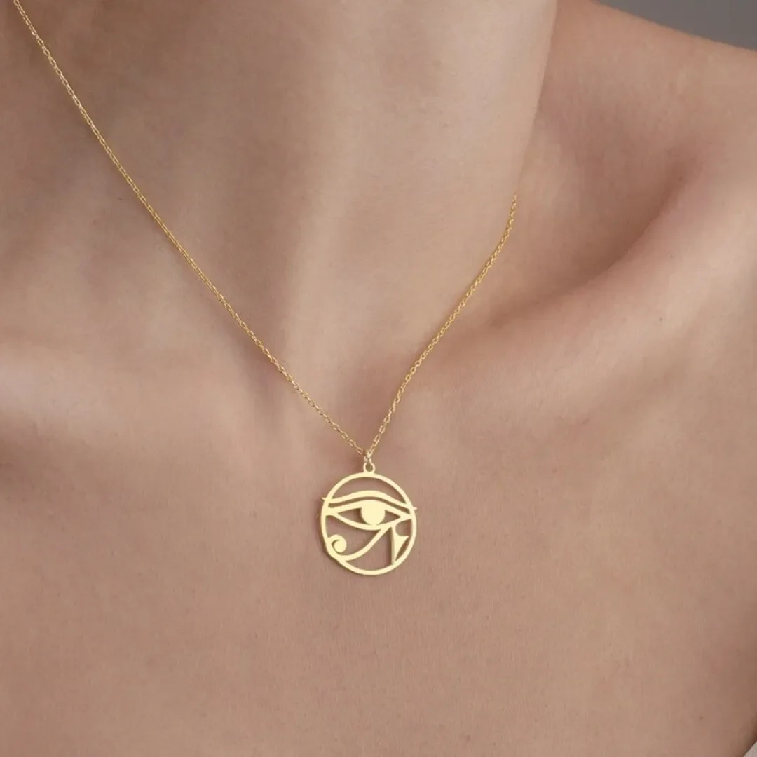Men'S Accessories Jewelry Egypt - 호루스 목걸이의 스테인레스 스틸 라운드 눈