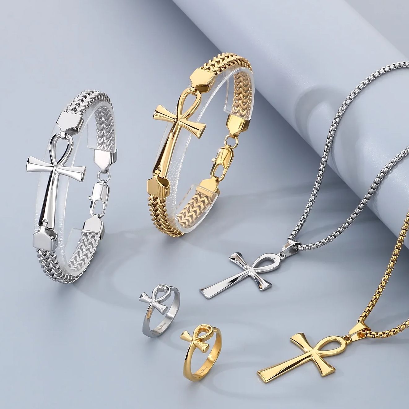 Men'S Accessories Jewelry Egypt - HaoYi 남성용 스테인레스 스틸 이집트 크루즈