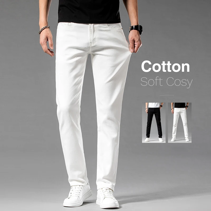 Men'S Accessories For Jeans - 남성용 화이트 여름 슬림 청바지, 클래식
