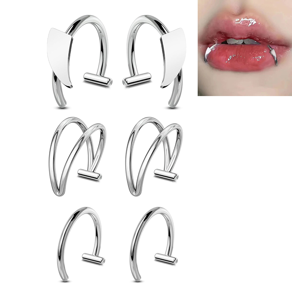Men'S Vampire Accessories - 6개 스테인리스 스틸 가짜 입술 링