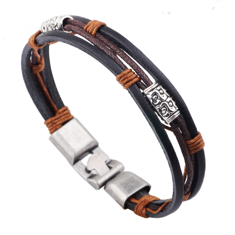 Men'S Accessories Hand Bands - 가죽 3 겹 팔찌, 22cm, 남자