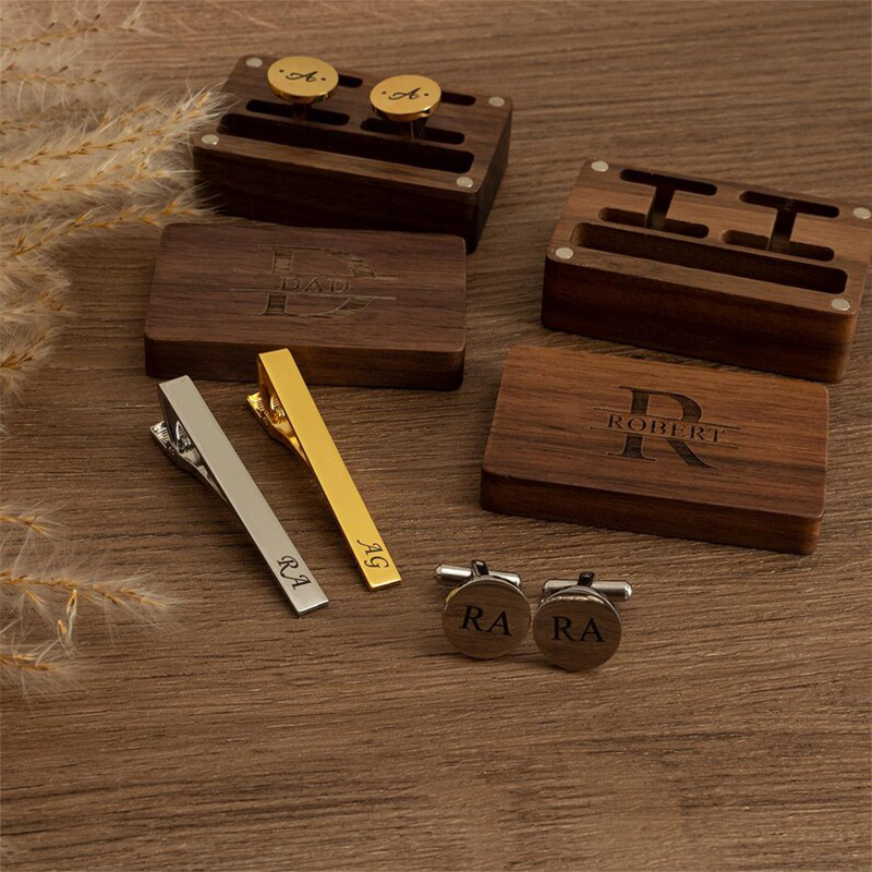 개인화 된 신랑 들러리 커프스 단추 타이 클립 세트 새 - Tie Clip Set 리뷰 및 가격