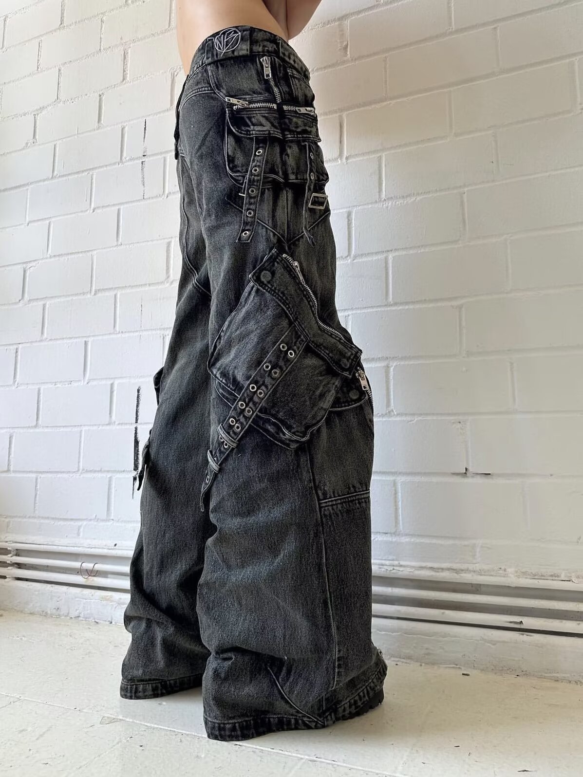 Y2K 블랙 고딕 펑크 멀티 포켓 지퍼 블랙 청바지 남 - Men'S Accessories For Jeans 리뷰 및 가격
