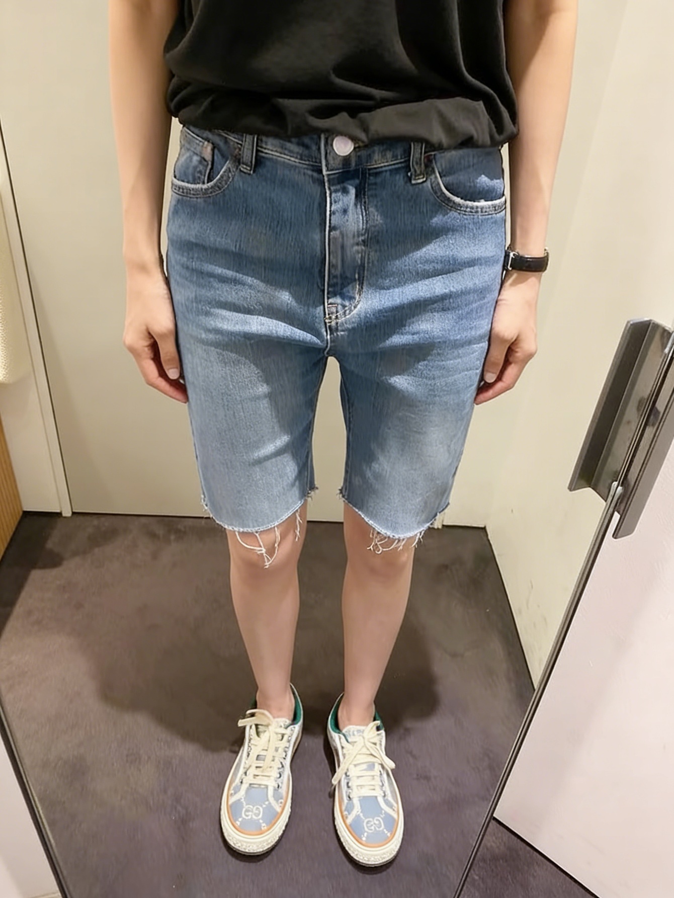 하라주쿠 청바지 남성용 블루 슬림 데님 반바지 스트리트 - Men'S Accessories For Jeans 리뷰 및 가격