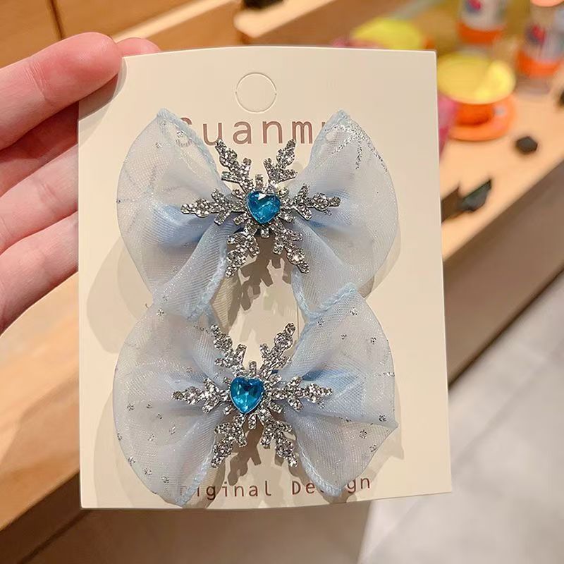 어린이 헤어 액세서리 세트 2개입 공주 눈꽃송이 클립  - Tie Clip Set 리뷰 및 가격