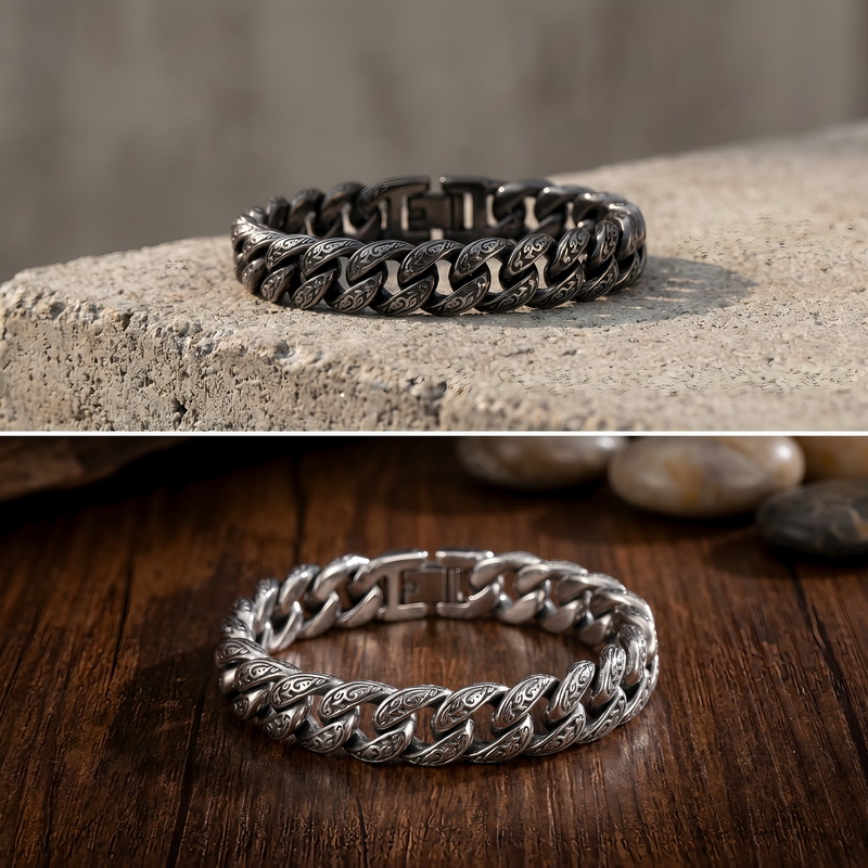 남성용 팔찌 13MM 와이드 스테인리스 스틸 커브 체인 - Men'S Accessories Hand Bands 리뷰 및 가격