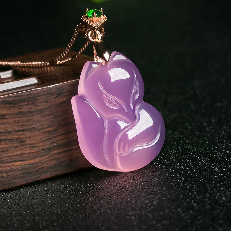 천연 보라색 마노 여우 펜던트 목걸이, 손으로 조각한  - Men Accessories Chain 리뷰 및 가격