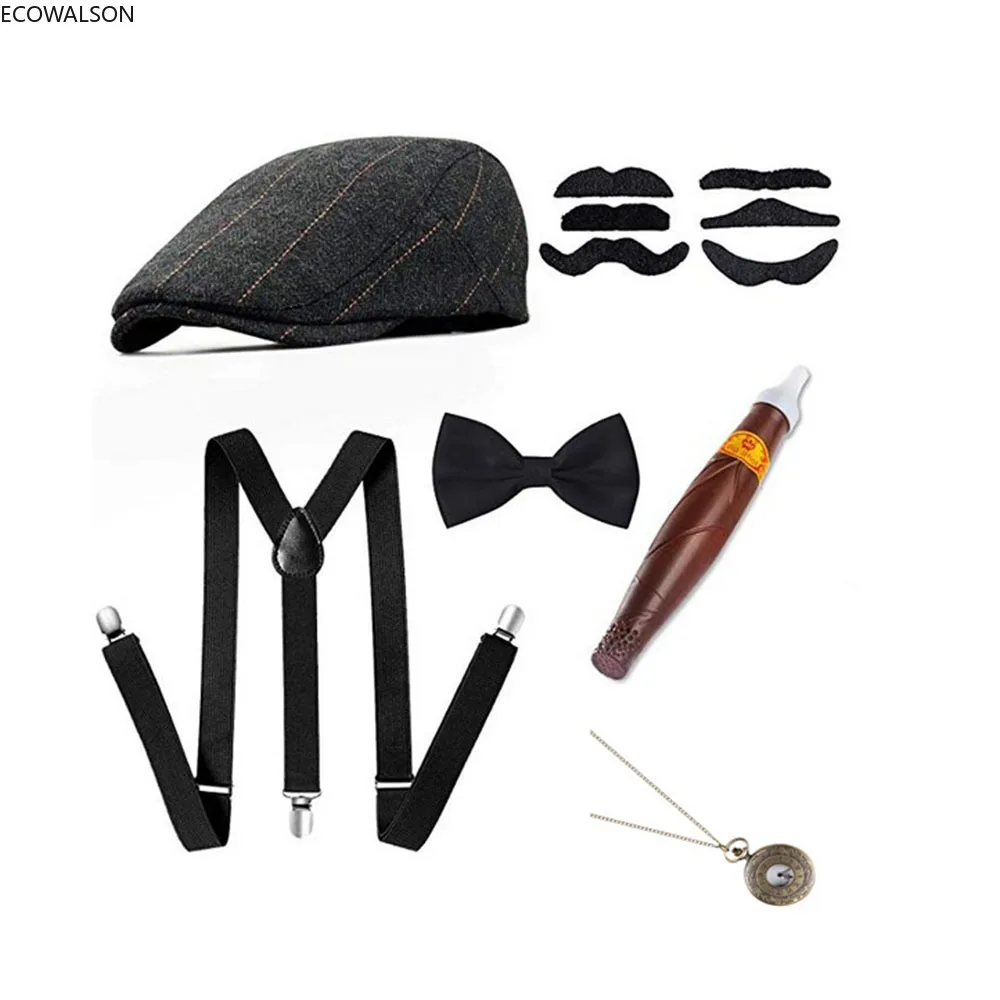 5피스 무대 의상 액세서리 세트 30년대 맨해튼 갱스터 - Men'S Accessories In The 1920S 리뷰 및 가격
