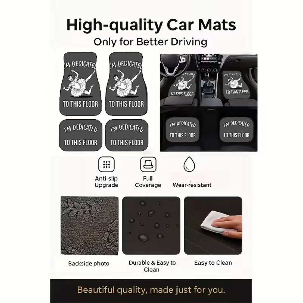4Pcs 안티-슬립 자동차 바닥 매트 재미 있은 발레  - Men'S Accessories Vans 리뷰 및 가격