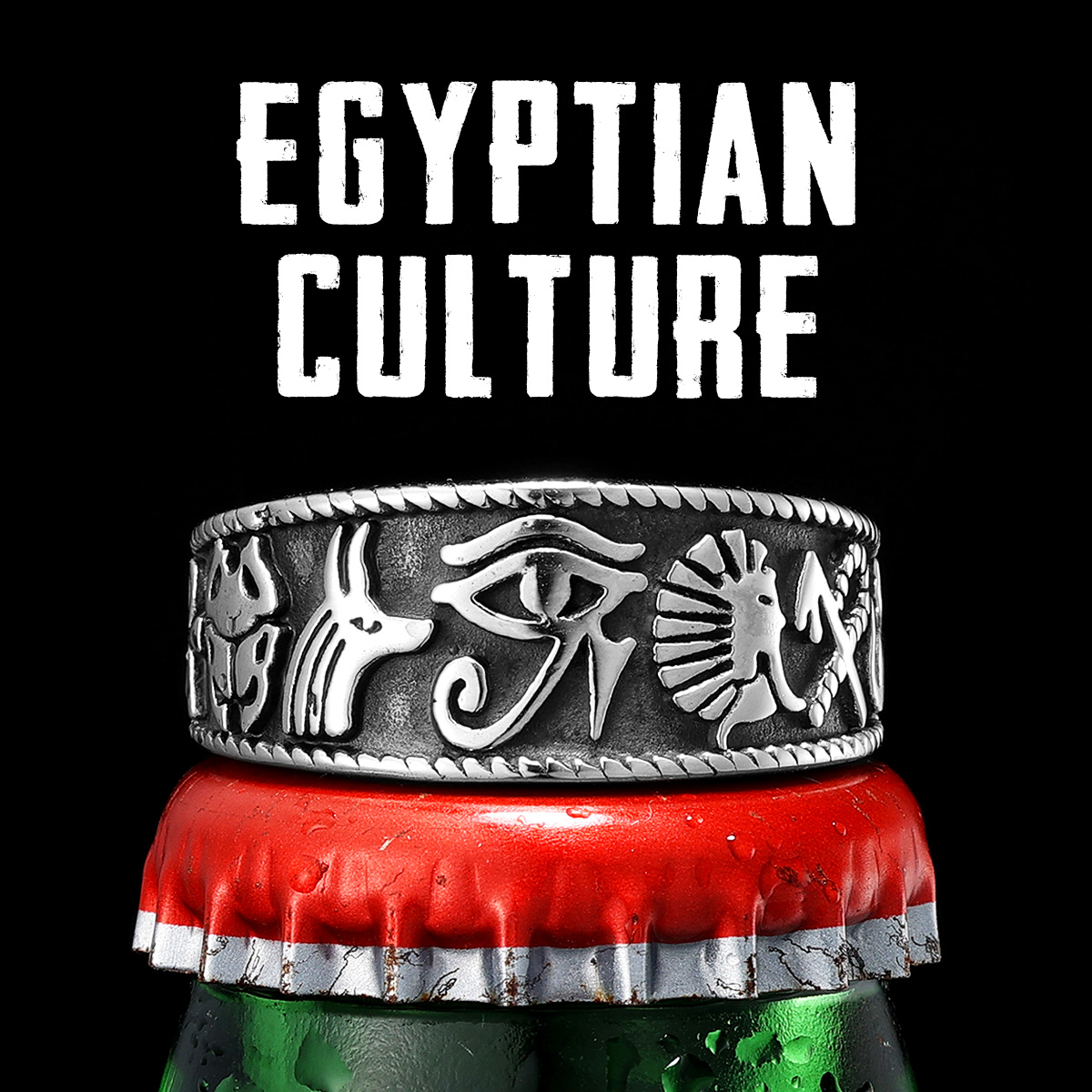 이집트 파라오 호루스의 눈 남성 반지, 스테인레스 스틸 - Men'S Accessories Jewelry Egypt 리뷰 및 가격