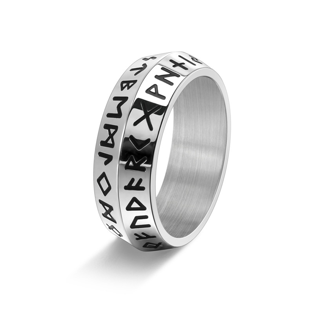 더블 베벨 에지 바이킹 반지 티타늄 스틸 노르웨이 룬  - Men'S Accessories Hand Bands 리뷰 및 가격