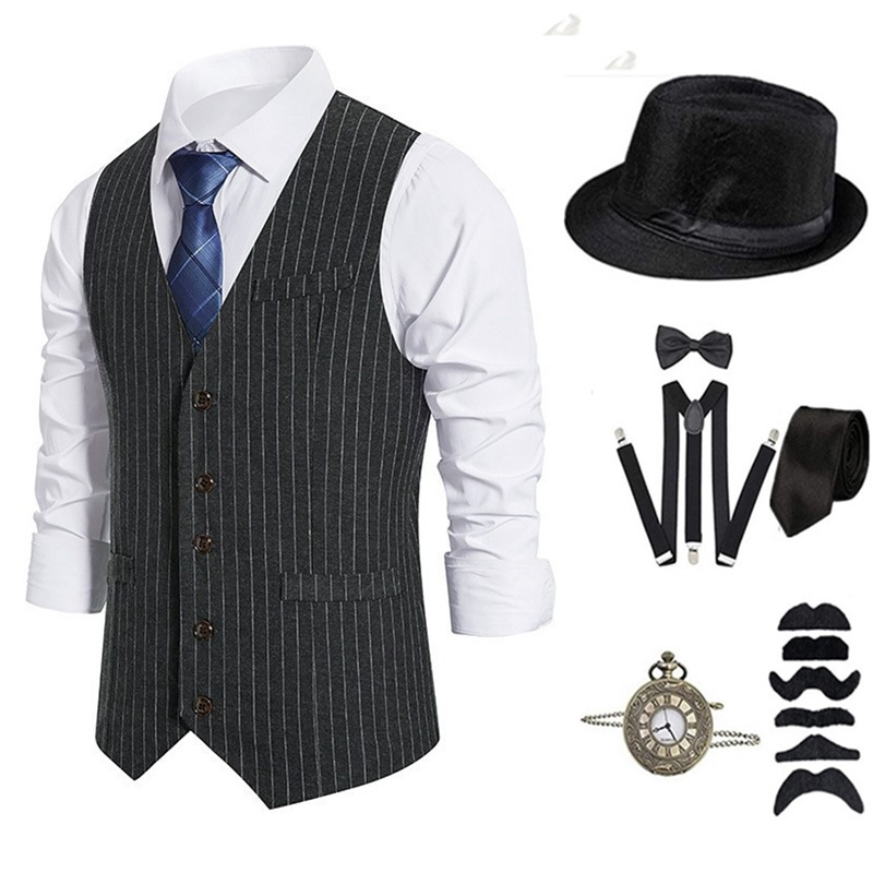 남성 갱스터 의상 및 액세서리 세트 스팀펑크 조끼 피키 - Men'S Accessories In The 1920S 리뷰 및 가격