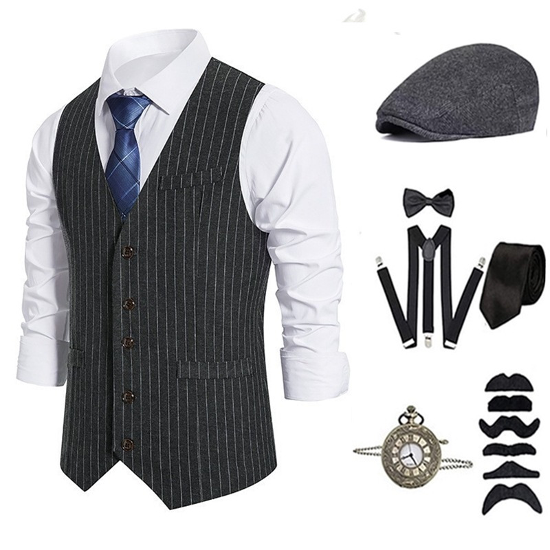 남성 갱스터 의상 및 액세서리 세트 스팀펑크 조끼 피키 - Men'S Accessories In The 1920S 리뷰 및 가격