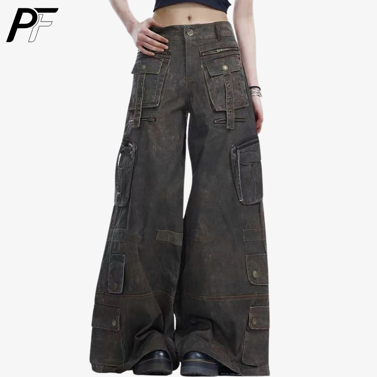 그런지 테크웨어 와이드 레그 카고 팬츠 Y2K 유틸리티 - Men'S Accessories For Jeans 리뷰 및 가격