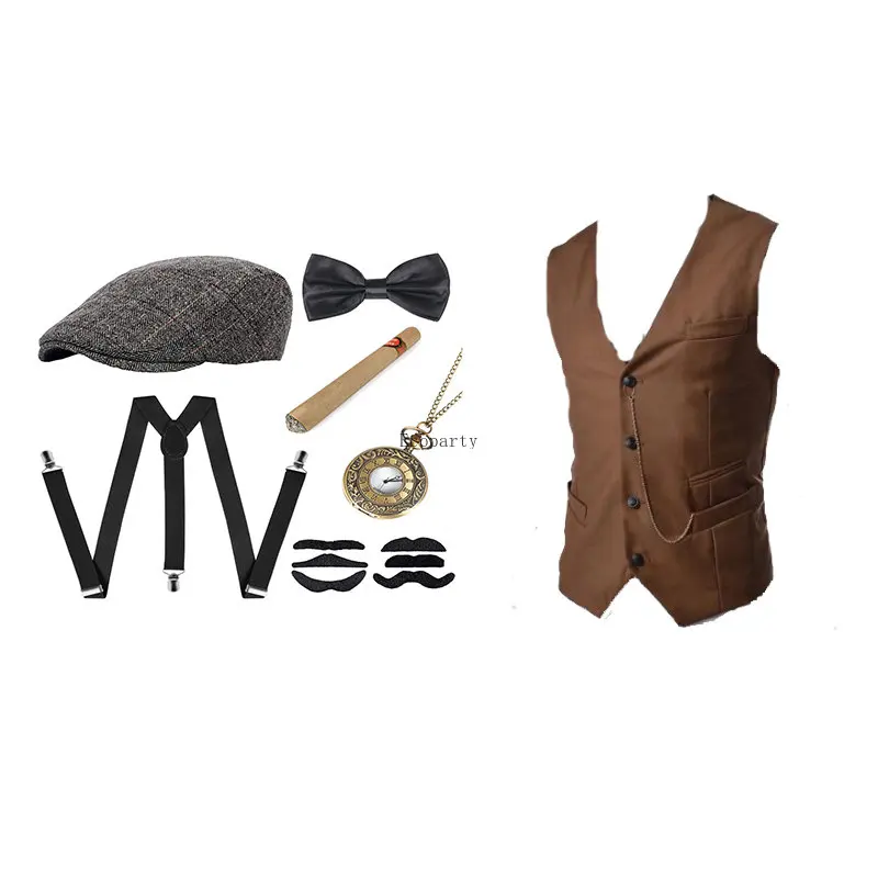 남성 갱스터 의상 및 액세서리 세트 스팀펑크 조끼 피키 - Men'S Accessories In The 1920S 리뷰 및 가격