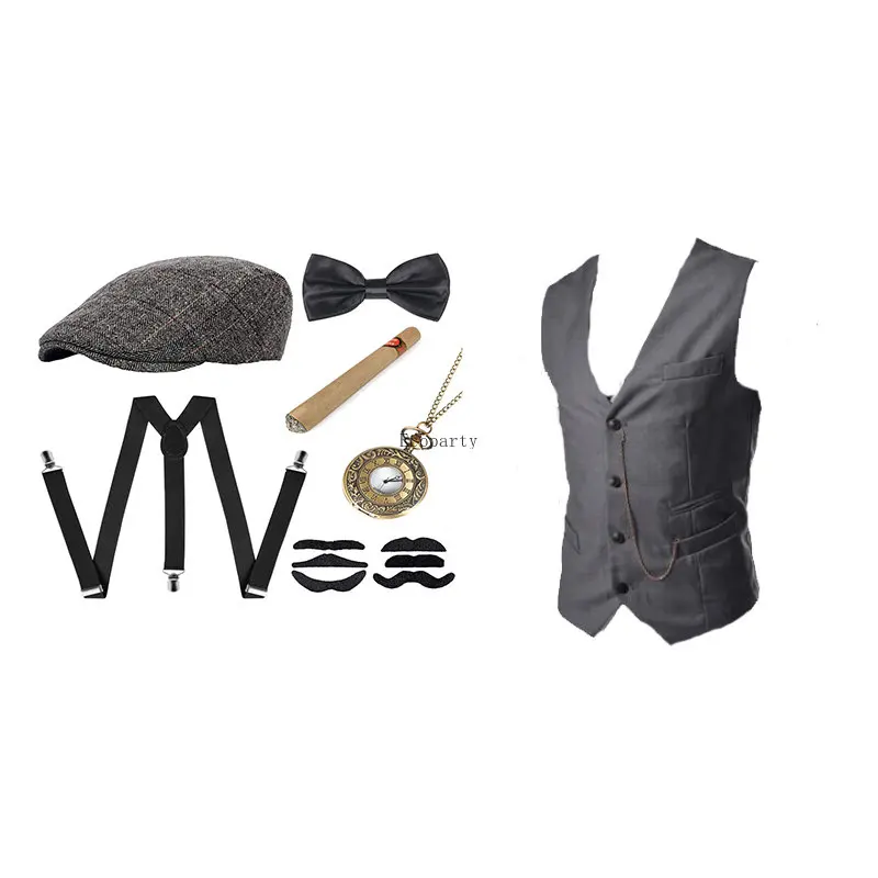 남성 갱스터 의상 및 액세서리 세트 스팀펑크 조끼 피키 - Men'S Accessories In The 1920S 리뷰 및 가격