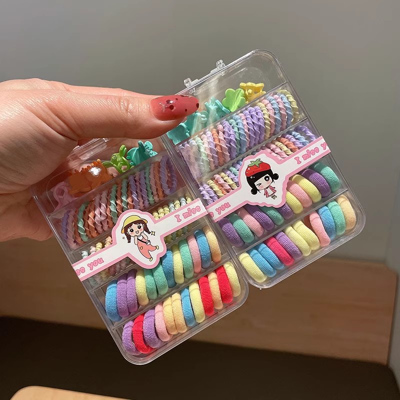 어린이용 컬러풀 탄성 헤어 고무 밴드, 아기머리끈,귀여 - Tie Clip Set 리뷰 및 가격