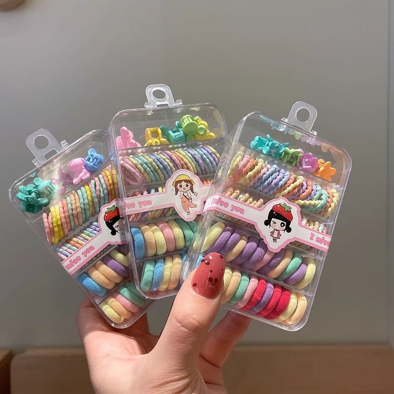 어린이용 컬러풀 탄성 헤어 고무 밴드, 아기머리끈,귀여 - Tie Clip Set 리뷰 및 가격