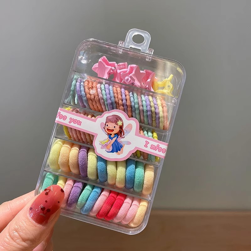 어린이용 컬러풀 탄성 헤어 고무 밴드, 아기머리끈,귀여 - Tie Clip Set 리뷰 및 가격