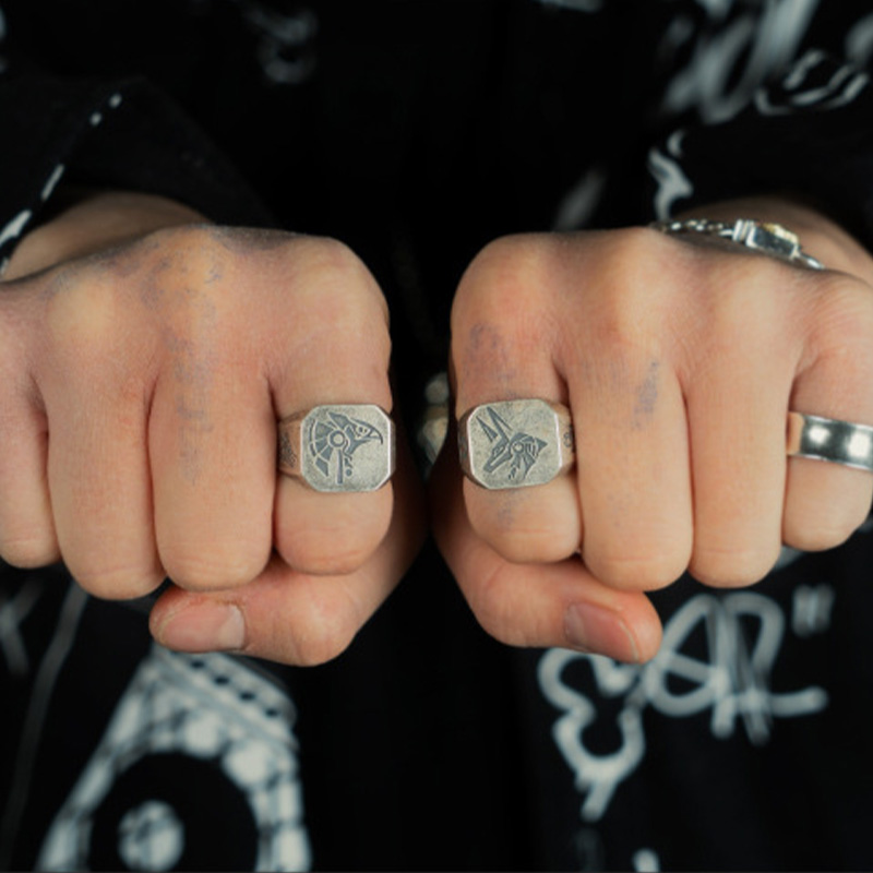 레트로 이집트 아누비스 호루스 반지 남성용 펑크 고딕  - Men'S Accessories Jewelry Egypt 리뷰 및 가격