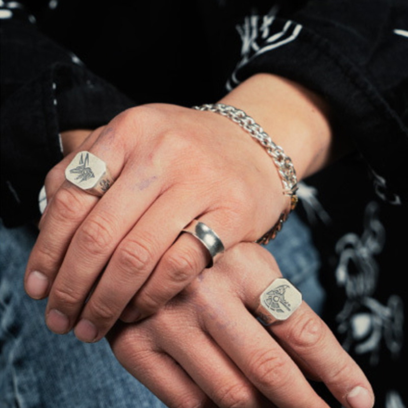 레트로 이집트 아누비스 호루스 반지 남성용 펑크 고딕  - Men'S Accessories Jewelry Egypt 리뷰 및 가격