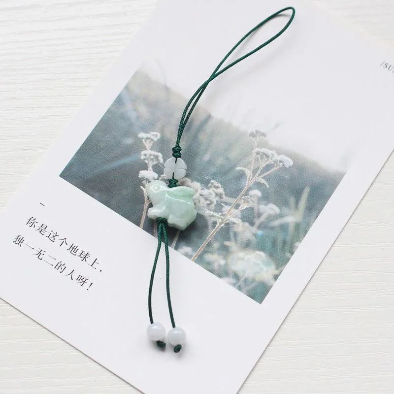 사용자 정의 천연 에메랄드 중국어 토끼 DIY 전화 체 - Men Accessories Chain 리뷰 및 가격