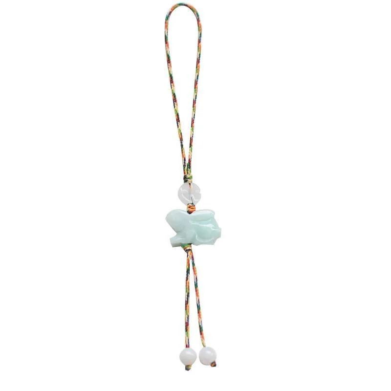 사용자 정의 천연 에메랄드 중국어 토끼 DIY 전화 체 - Men Accessories Chain 리뷰 및 가격
