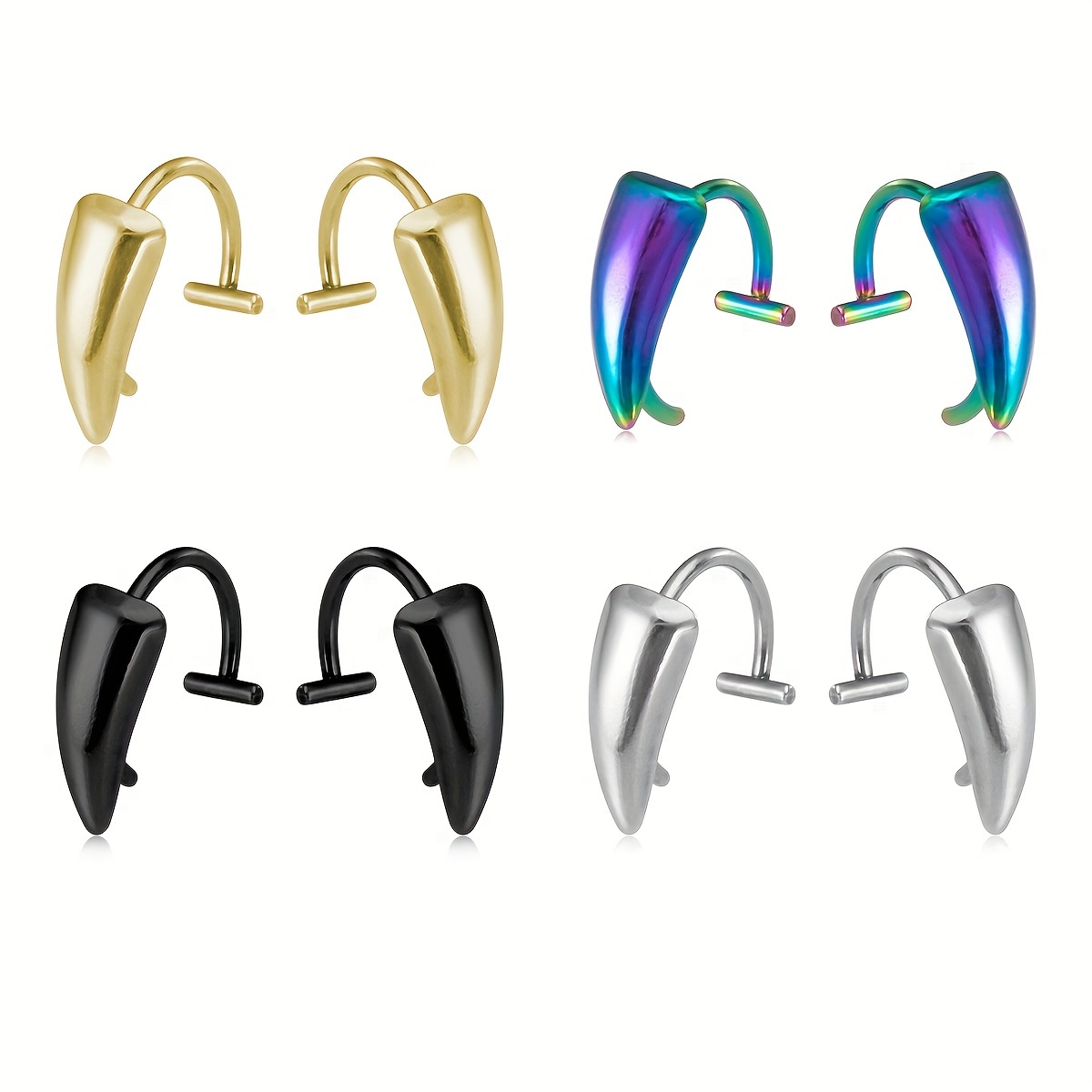 1Pair 스테인리스 뱀파이어 이빨 입술 링 힙합 펑크 - Men'S Vampire Accessories 리뷰 및 가격