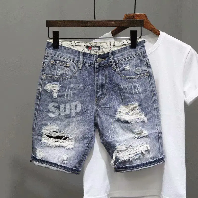 남성용 찢어진 짧은 청바지 바지, 블랙 그레이, 남성  - Men'S Accessories For Jeans 리뷰 및 가격