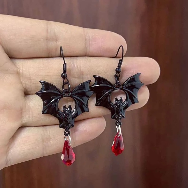 1쌍 고딕 뱀파이어 박쥐 귀걸이 여성 남성 패션 마녀  - Men'S Vampire Accessories 리뷰 및 가격