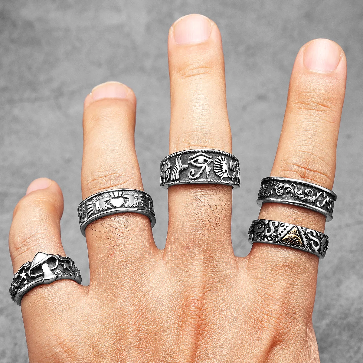 이집트 파라오 호루스의 눈 토템 남자 반지 스테인레스  - Men'S Accessories Jewelry Egypt 리뷰 및 가격