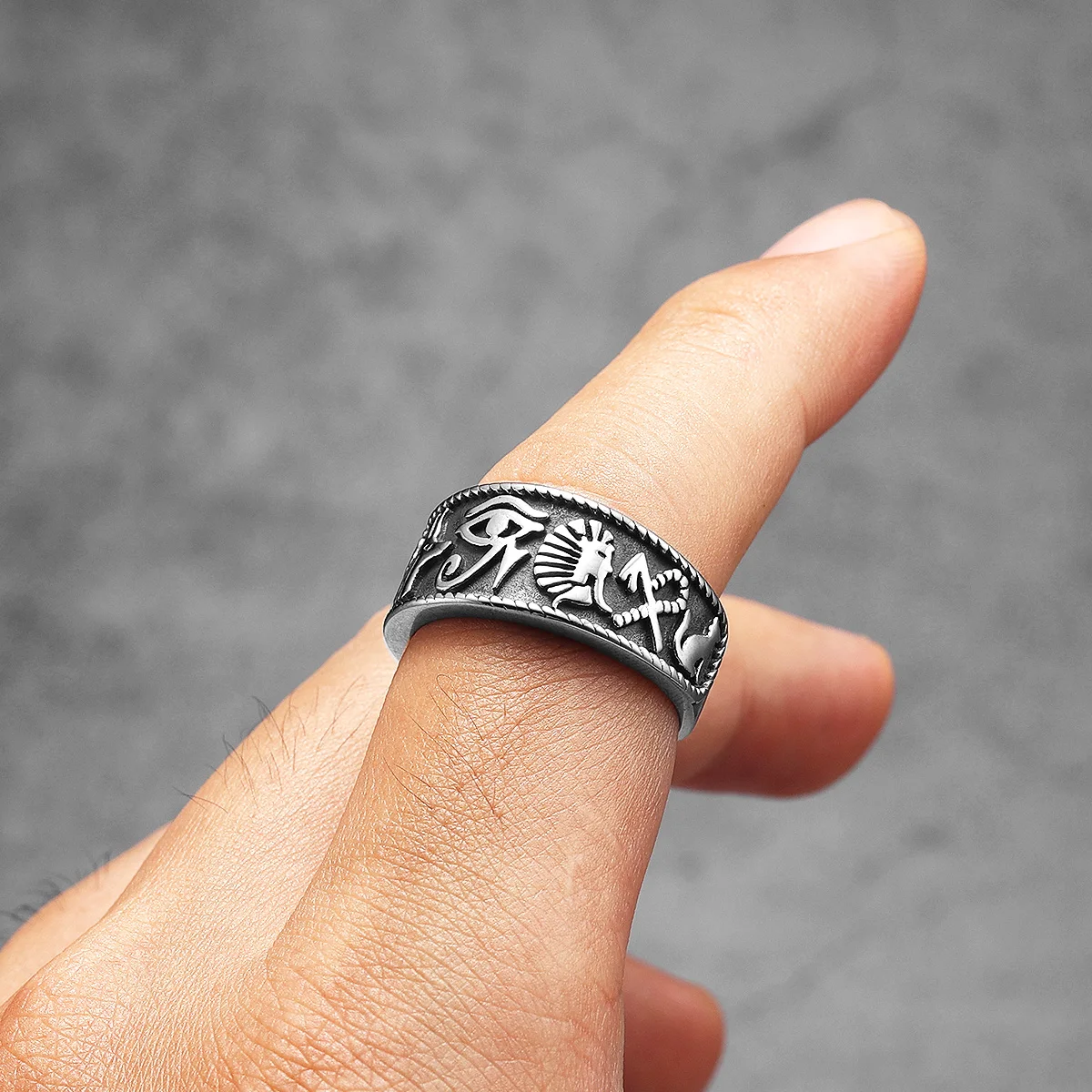 이집트 파라오 호루스의 눈 토템 남자 반지 스테인레스  - Men'S Accessories Jewelry Egypt 리뷰 및 가격
