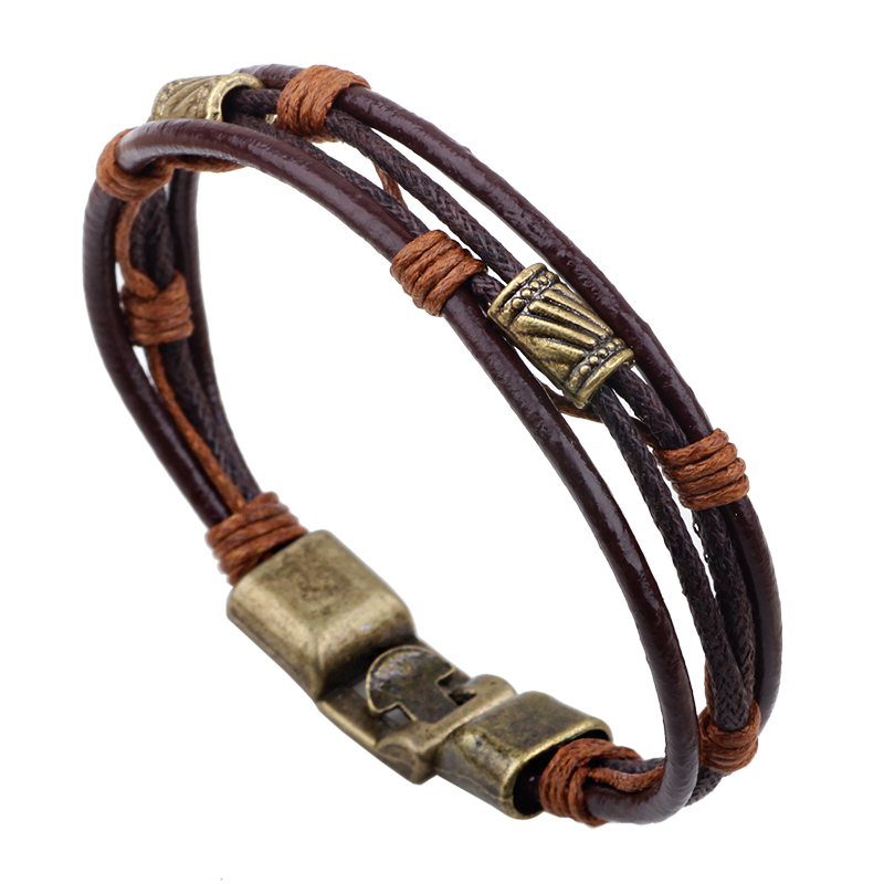 가죽 3 겹 팔찌, 22cm, 남자 여자 손으로 짠 팔 - Men'S Accessories Hand Bands 리뷰 및 가격
