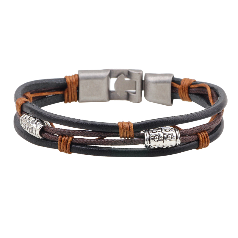 가죽 3 겹 팔찌, 22cm, 남자 여자 손으로 짠 팔 - Men'S Accessories Hand Bands 리뷰 및 가격